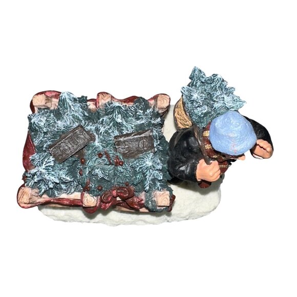 Vtg 1996 Village Square Man Selling Trees Cart Figurine Mervyn Christmas Holiday - Picture 4 of 5